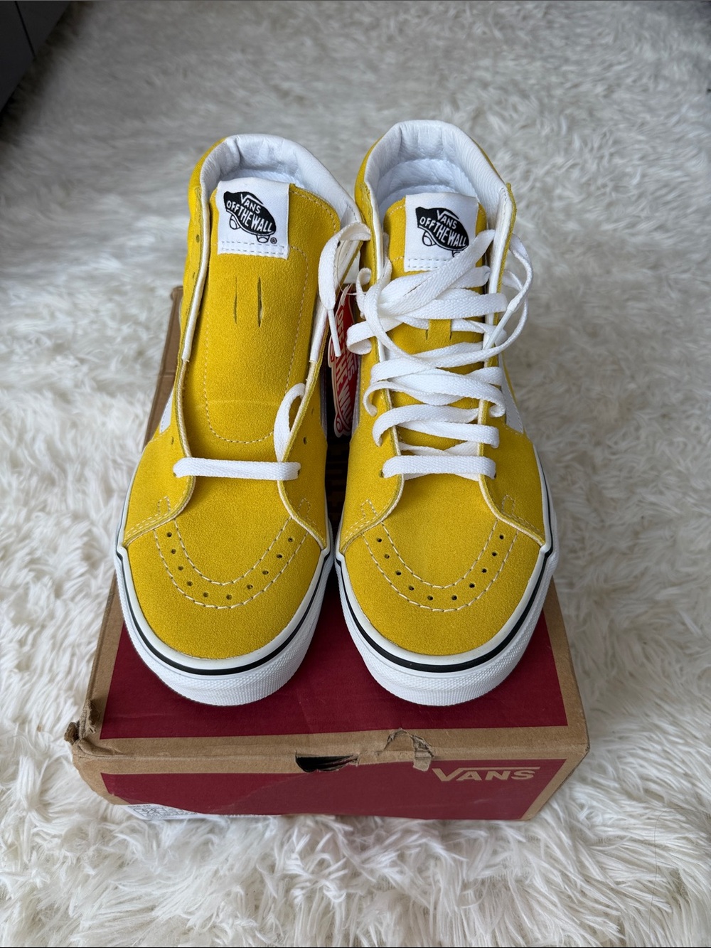 Vans Yellow and White High-Top Sneakers